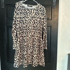 Leopard Print Long Sleeve Dress